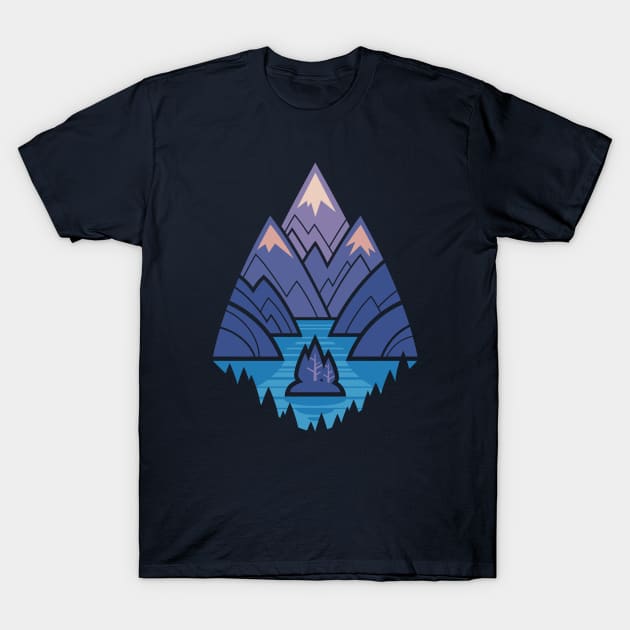 Mountain Lake : Blue T-Shirt by Waynem